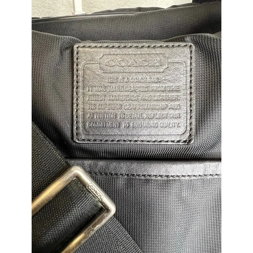 Coach F70504 Voyager Gym Duffle Bag Black Nylon Leather Travel Weekender